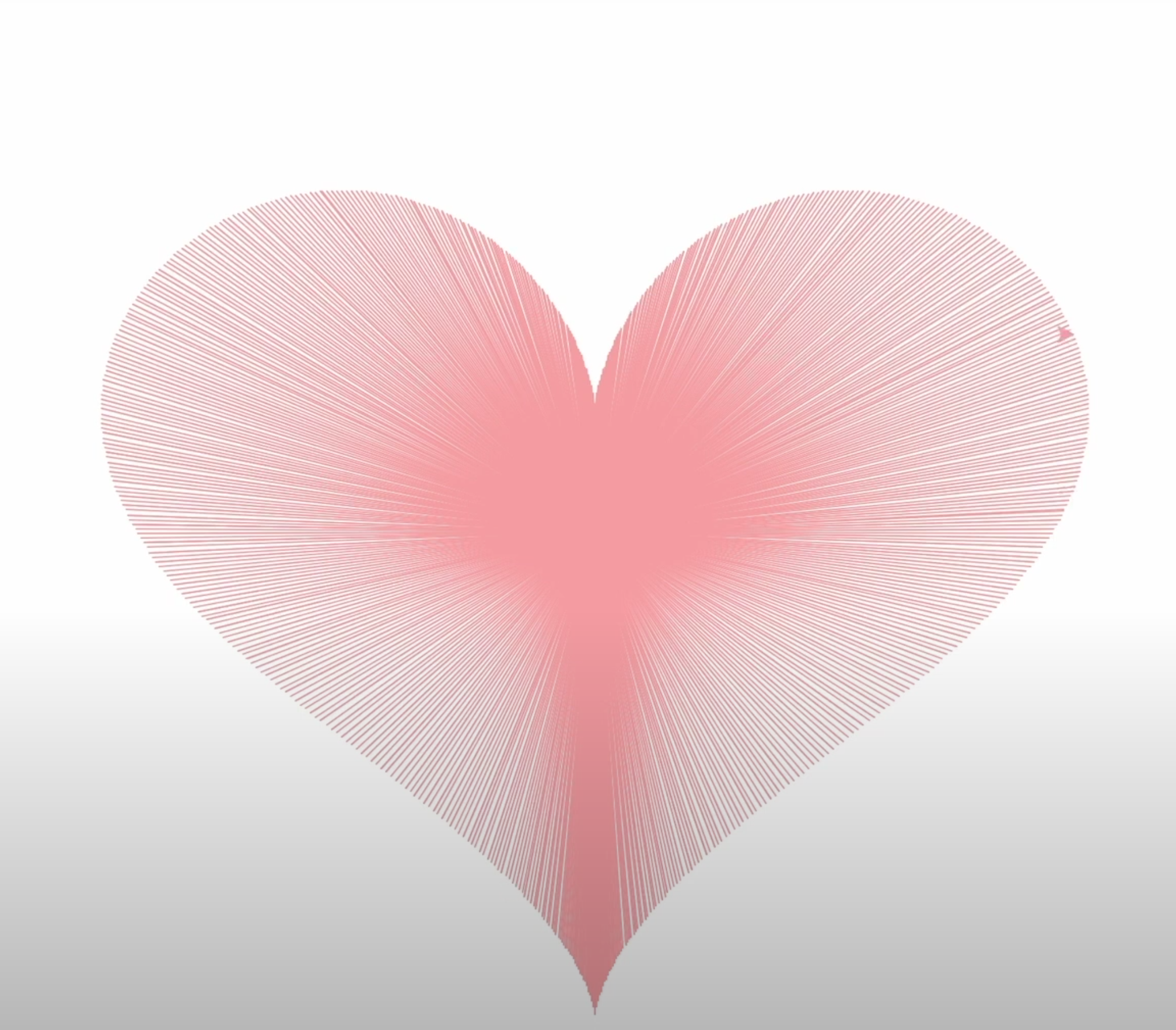 A pink heart shape made of radiating lines, centered on a white background.